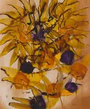 Flowers, Paradise Garden by Sidney Nolan, c.1968, mixed media on paper, sold Sep 2020
