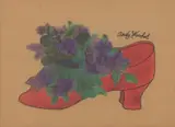 Andy Warhol, Judy Garland Shoe, 1955, hand coloured lithograph