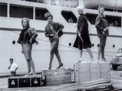 Bruno Benini, 'Station Pier' - Models Vida Elekna, Lyn Richmond, Terry Taylor and Gay Vardi Photographed at Melbournes Famous Departure Port, 1962, c-type photograph
