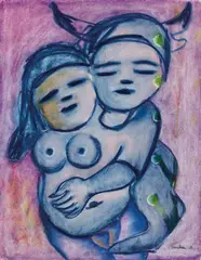 Mirka Mora, Two Figures 1969, 1969, gouache and pastel on paper