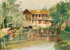 Ethel Carrick, A Bit of Ganderbal (also known as In Kashmir) c1938, c1938, oil on card