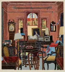 Cressida Campbell, The Front Room 1987, 1987, hand painted woodblock print