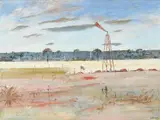 Arthur Boyd, Windmill, Wimmera Landscape c1987, c1987, oil and resin on board