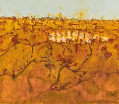 John Olsen, Wattle and the Chasing Bird Landscape 2009, 2009, oil on canvas
