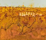 John Olsen, Wattle and the Chasing Bird Landscape 2009, 2009, oil on canvas