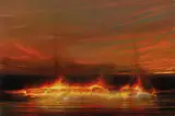 Tim Storrier, Burning at Night, synthetic polymer paint on paper