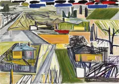 Ken Whisson, Outer Suburb of Melbourne Under Rain 1994, 1994, oil on linen