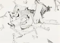 William Robinson, The Farm, pencil on paper