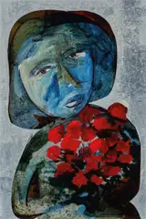 Charles Blackman, Red Bloom 1967, 1967, oil on board