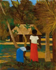 Ray Crooke, Islanders Gathering Fruit, oil on canvas