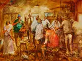 Hugh Sawrey, The Prawn Seller, Rockhampton, Queensland, oil on board