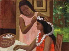 Ray Crooke, Girls with Frangipanis, oil on canvas