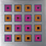 Robert Owen, Kinetic Relief #22 1972, 1972, brushed aluminium, coloured glass and plastic