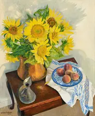 William Robinson, Sunflowers and Peaches 2014, 2014, oil on linen