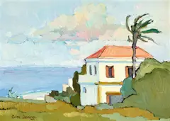 Criss Canning, Pink Clouds Over Monte Smith, Rhodes 1986, 1986, oil on board
