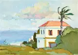 Criss Canning, Pink Clouds Over Monte Smith, Rhodes 1986, 1986, oil on board