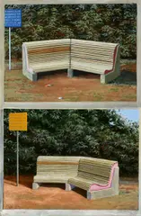 Jeffrey Smart, Four Seats, Venice Biennale 1983, 1983, synthetic polymer paint on fibreglass canvas