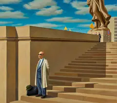 Jeffrey Smart, Outside the Ministry 1970, 1970, oil on canvas