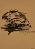 Brett Whiteley, At Dawn, Olgas III 1985, 1985, pen and ink on brown paper