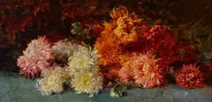 Tom Roberts, Chrysanthemums 1887, 1887, oil on canvas on board