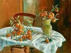 Margaret Olley, Bush Lemons with Green Jug c1964, c1964, oil on board