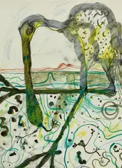 John Olsen, Spoonbill c1983, c1983, watercolour, ink and pastel on paper