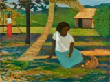 Ray Crooke, (Island Village Scene), oil on board