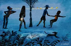 Charles Blackman, Blue Paradise by Night, oil on paper on board