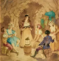 Norman Lindsay, The Smugglers' Cave, watercolour on paper