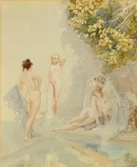 Norman Lindsay, The Bathers c1925, c1925, watercolour on paper