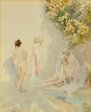 Norman Lindsay, The Bathers c1925, c1925, watercolour on paper