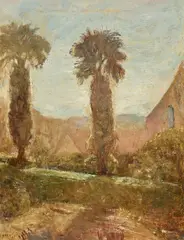 Lloyd Rees, Palm Trees, Northwood 1942, 1942, oil on canvas