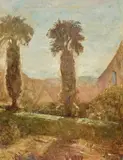 Lloyd Rees, Palm Trees, Northwood 1942, 1942, oil on canvas
