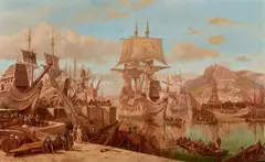 James Waltham Curtis, A Long Forgotten Australian Expedition, Leaving Cadiz in Search of Terra Australis in 1601 1876, 1876, oil on canvas