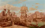 James Waltham Curtis, A Long Forgotten Australian Expedition, Leaving Cadiz in Search of Terra Australis in 1601 1876, 1876, oil on canvas