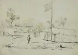 Thomas Balcombe, Scene in the Township of Sofala 1852, 1852, ink and pencil on paper