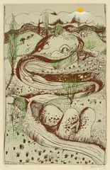 Brett Whiteley, Spring at Oberon 1979, 1979, colour screenprint with collage and hand-colouring