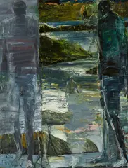 Euan MacLeod, Vertical Seascapes with Figure Borders 1998, 1998, oil on canvas