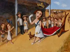 Queen and Royal Procession II 1997 by Garry Shead, 1997, oil on board, offered Nov 2025