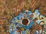 John Olsen, Swimmers Surrounded by a Phallic Landscape 1985, 1985, watercolour and ink on paper