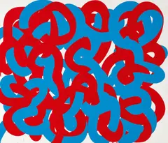 Gemma Smith, Big Tangle (Red/Blue) 2011, 2011, synthetic polymer paint on board
