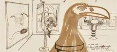 Brett Whiteley, Sketch for Blue and White Porcelain Eagle 1978-79, 1978-79, ink and wash on paper