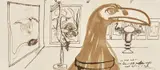 Brett Whiteley, Sketch for Blue and White Porcelain Eagle 1978-79, 1978-79, ink and wash on paper