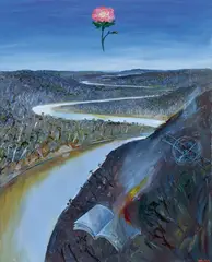 Burning Book, River and Rose II 1986 by Arthur Boyd, 1986, oil on canvas, sold Nov 2025