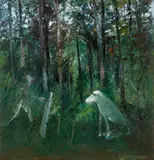 Arthur Boyd, Pine Forest with Dog and Figure 1973, 1973, oil on canvas