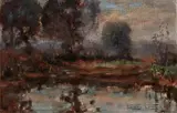 Walter Withers, Reflections of a Spring Sunset, oil on canvas on board