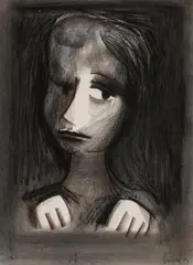 Portrait of the Artist's Daughter 1961 by Charles Blackman, 1961, charcoal and pastel on paper, sold Nov 2025