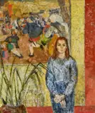 Judy Cassab, Girl with Bruegel 2 1995, 1995, synthetic polymer paint and oil on canvas