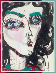 Del Kathryn Barton, Must Get This Right 2017, 2017, ink and synthetic polymer paint on paper in hand-painted artist's frame
