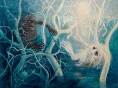 David Boyd, The Spearing of Gilbert II 1957-58, 1957-58, oil on board